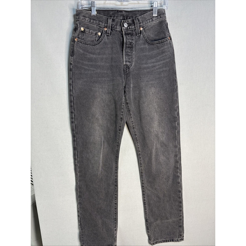 Levis 501 S Jeans Womens 27x32 Gray Button Fly Premium Straight Big E USA Made